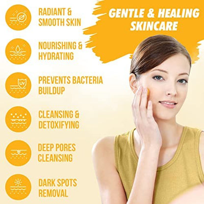 Herblov Turmeric Face Wash & Body Soap – Natural Anti-Aging Cleanser for Spots, Age Spots & Sun Damage