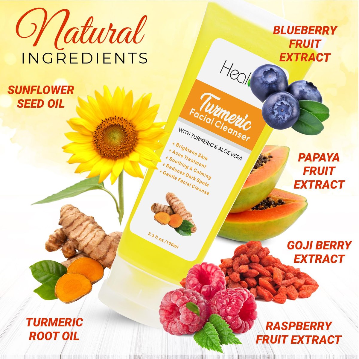 Herblov Turmeric Face Wash & Body Soap – Natural Anti-Aging Cleanser for Spots, Age Spots & Sun Damage - görsel 8