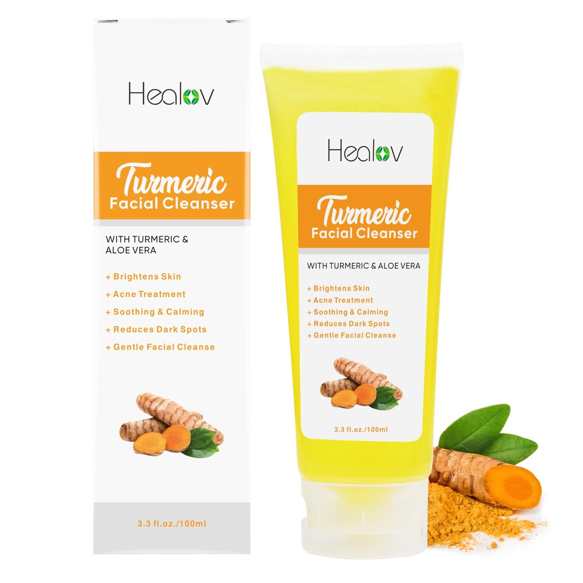 Herblov Turmeric Face Wash & Body Soap – Natural Anti-Aging Cleanser for Spots, Age Spots & Sun Damage - görsel 2