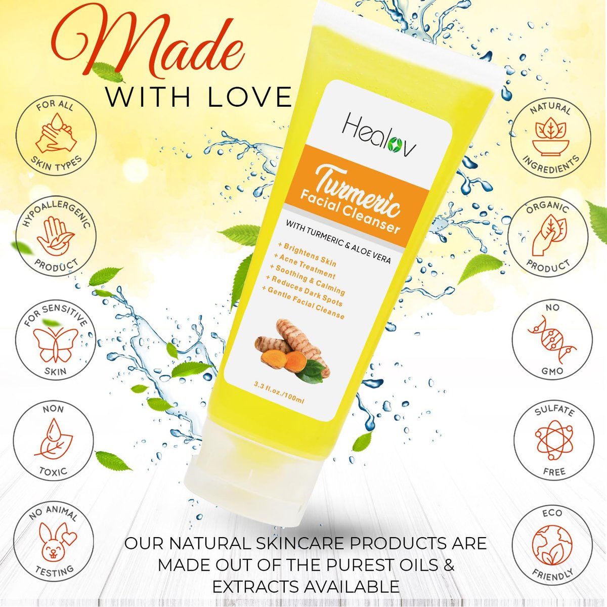 Herblov Turmeric Face Wash & Body Soap – Natural Anti-Aging Cleanser for Spots, Age Spots & Sun Damage - görsel 6