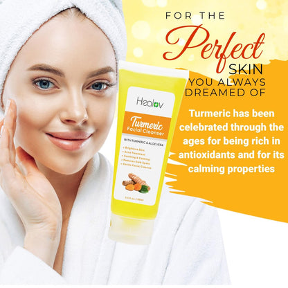 Herblov Turmeric Face Wash & Body Soap – Natural Anti-Aging Cleanser for Spots, Age Spots & Sun Damage