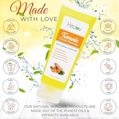 Herblov Turmeric Face Wash & Body Soap – Natural Anti-Aging Cleanser for Spots, Age Spots & Sun Damage