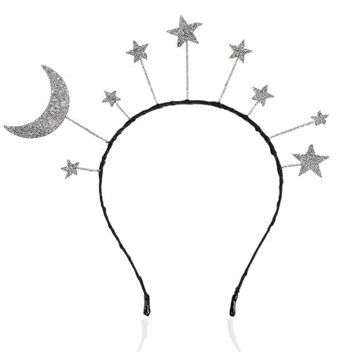 Oarkive Galaxy Moon and Star Headband – Silver Costume Headpiece for Women, Halloween & Christmas Party Accessory - görsel 2
