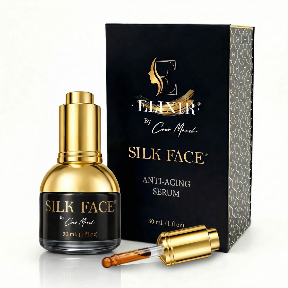 SILK FACE Elixir Serum by Coco March – Anti-Aging, Hydrating & Brightening Facial Moisturizer with Peptides and Amino Acids, 30ml (1 Fl Oz) Avelisse