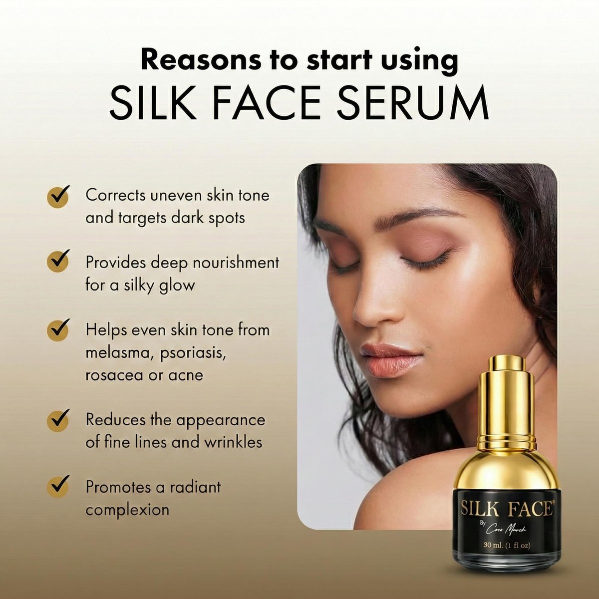 SILK FACE Elixir Serum by Coco March – Anti-Aging, Hydrating & Brightening Facial Moisturizer with Peptides and Amino Acids, 30ml (1 Fl Oz) Avelisse