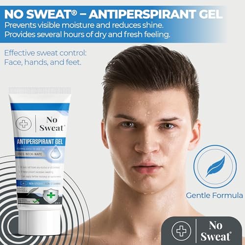 No Sweat Antiperspirant Gel for Face, Neck & Nape – 50 ml – Controls Excess Facial Sweating & Shine – Ideal for Active Work & Gym Avelisse