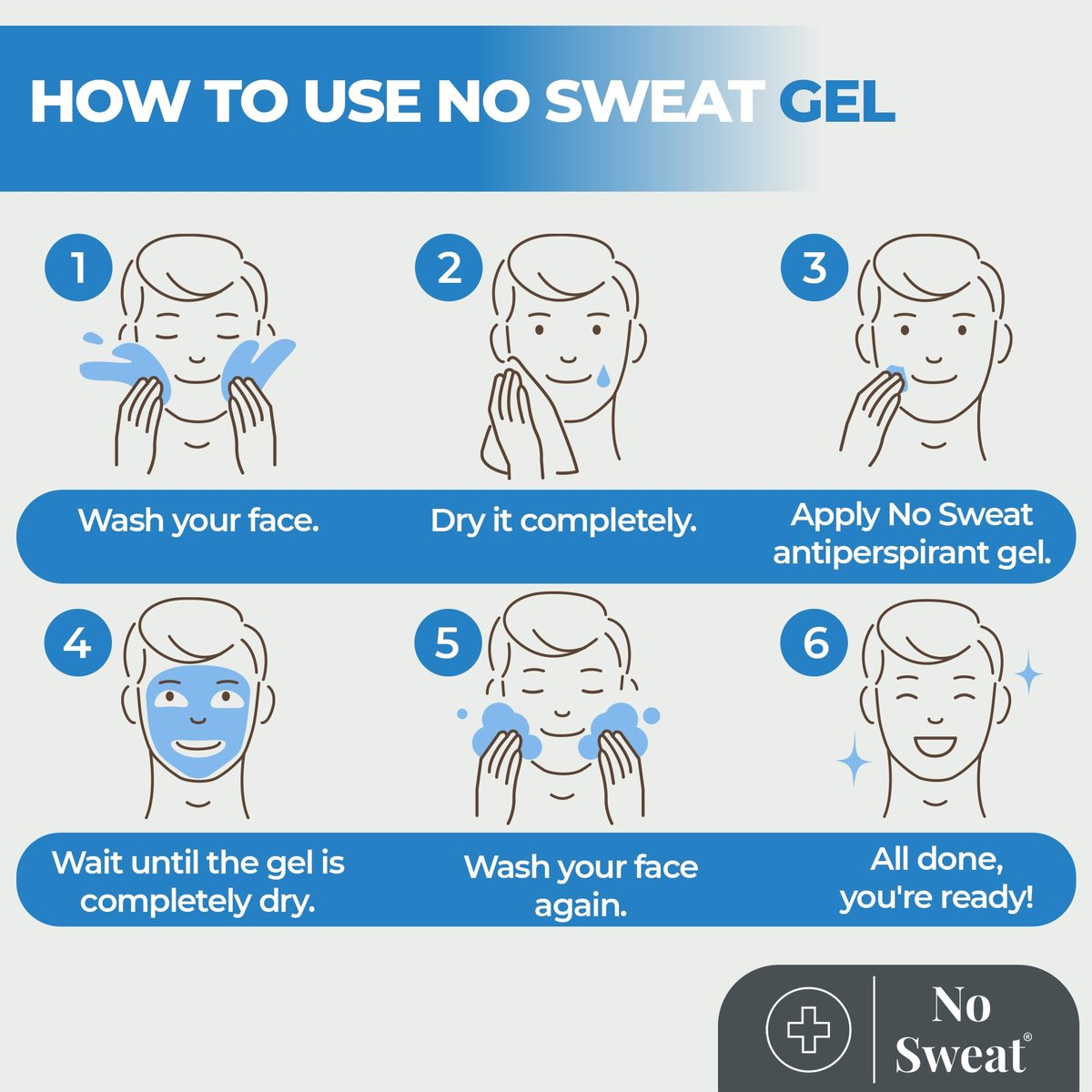 No Sweat Antiperspirant Gel for Face, Neck & Nape – 50 ml – Controls Excess Facial Sweating & Shine – Ideal for Active Work & Gym Avelisse