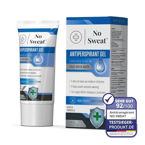 No Sweat Antiperspirant Gel for Face, Neck & Nape – 50 ml – Controls Excess Facial Sweating & Shine – Ideal for Active Work & Gym Avelisse