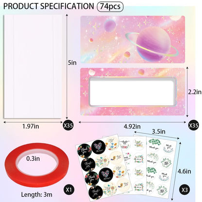 Yazabai 74-Piece Press on Nails Packaging Box Set – Empty Nail Boxes, White Background Paper, Double Sided Tape & Thank You Stickers for Nail Business