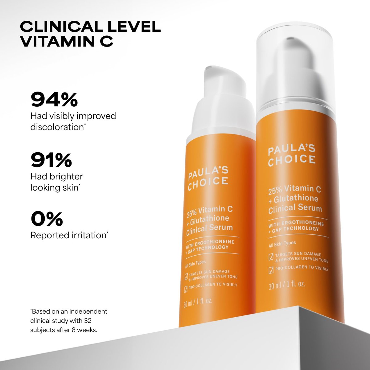 Paula's Choice 25% Vitamin C Serum with Glutathione & Antioxidants | Firming & Brightening Face Serum for All Skin Types | 1 oz Avelisse