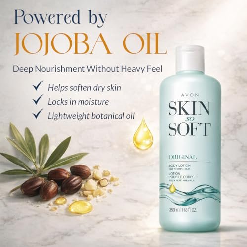 AVON Skin So Soft Original Body Lotion for Women - Paraben-Free Moisturizer with Jojoba Oil, Lightweight 24-Hour Hydration for Dry Skin, 11.8 fl oz Avelisse