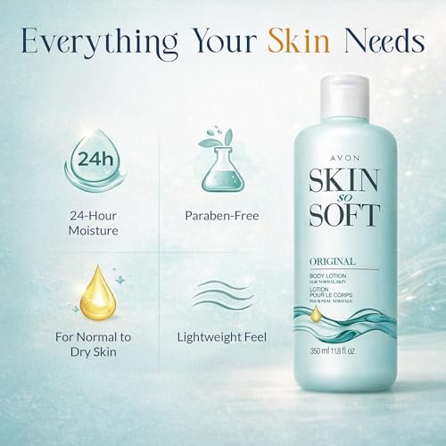 AVON Skin So Soft Original Body Lotion for Women - Paraben-Free Moisturizer with Jojoba Oil, Lightweight 24-Hour Hydration for Dry Skin, 11.8 fl oz Avelisse