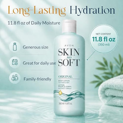 AVON Skin So Soft Original Body Lotion for Women - Paraben-Free Moisturizer with Jojoba Oil, Lightweight 24-Hour Hydration for Dry Skin, 11.8 fl oz Avelisse