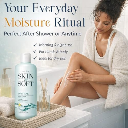 AVON Skin So Soft Original Body Lotion for Women - Paraben-Free Moisturizer with Jojoba Oil, Lightweight 24-Hour Hydration for Dry Skin, 11.8 fl oz Avelisse
