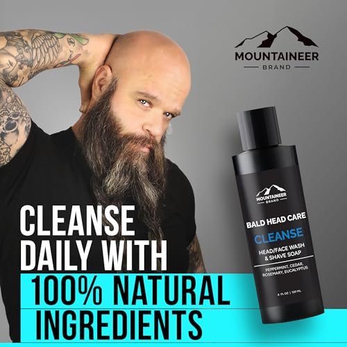 Mountaineer Brand Bald Head Exfoliator & Shampoo – Fresh Natural Scent, Exfoliating Scalp Scrub for Men, 4 oz Avelisse