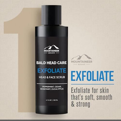 Mountaineer Brand Bald Head Exfoliator & Shampoo – Fresh Natural Scent, Exfoliating Scalp Scrub for Men, 4 oz Avelisse