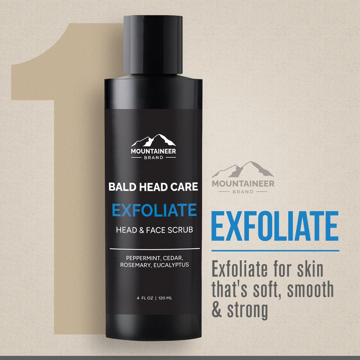 Mountaineer Brand Bald Head Exfoliator & Shampoo – Fresh Natural Scent, Exfoliating Scalp Scrub for Men, 4 oz Avelisse