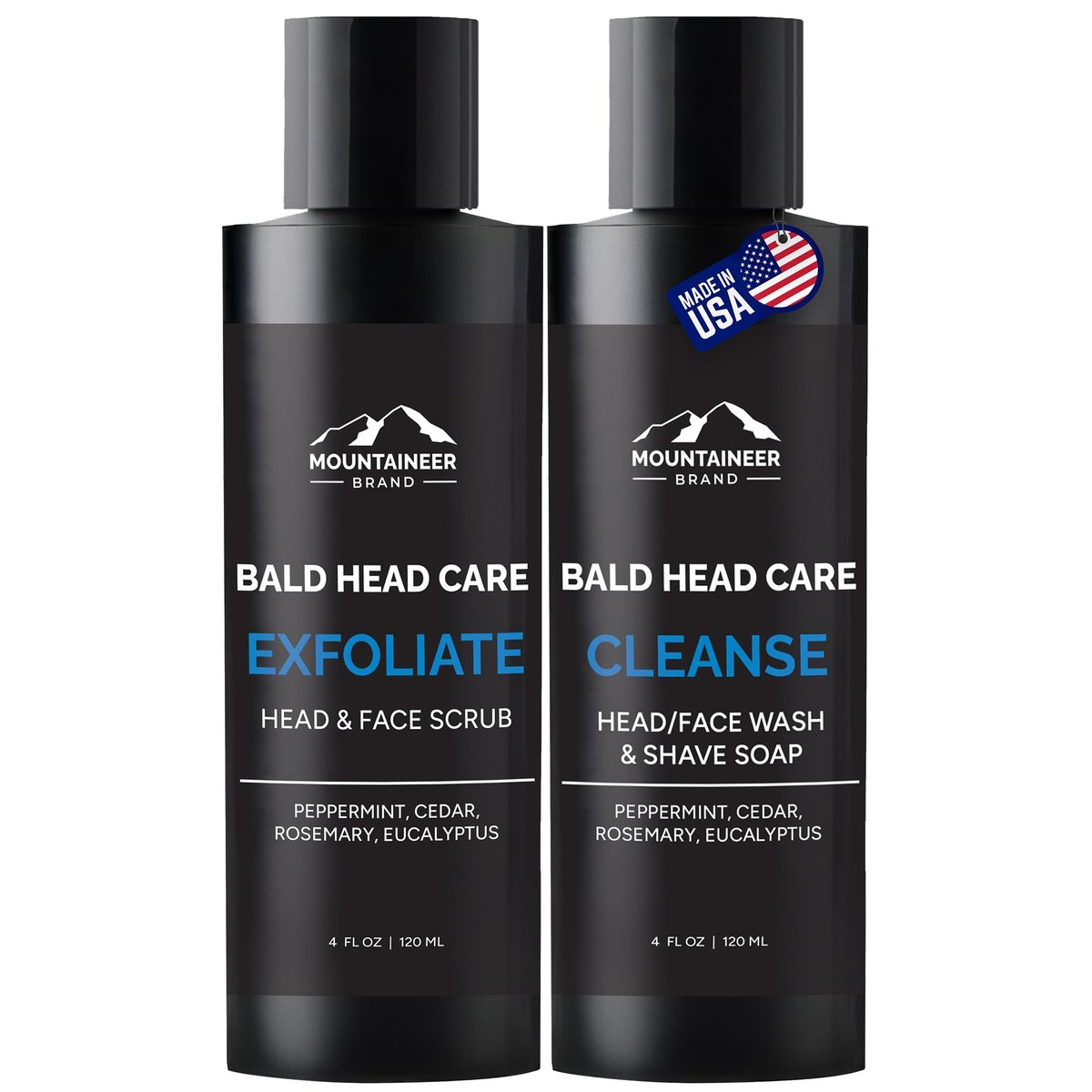 Mountaineer Brand Bald Head Exfoliator & Shampoo – Fresh Natural Scent, Exfoliating Scalp Scrub for Men, 4 oz Avelisse