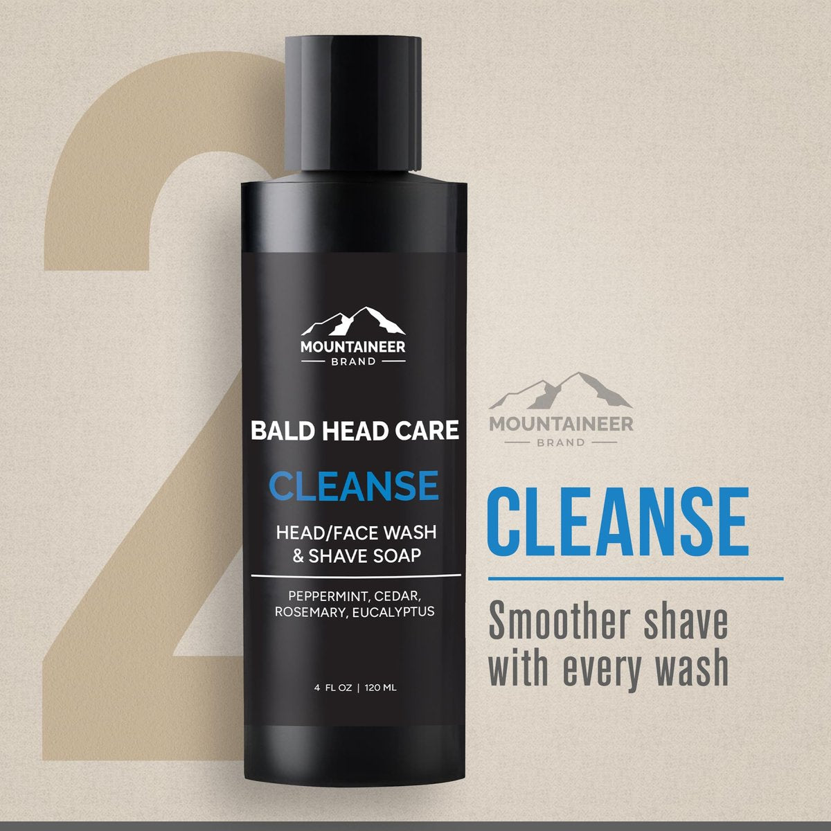 Mountaineer Brand Bald Head Exfoliator & Shampoo – Fresh Natural Scent, Exfoliating Scalp Scrub for Men, 4 oz Avelisse