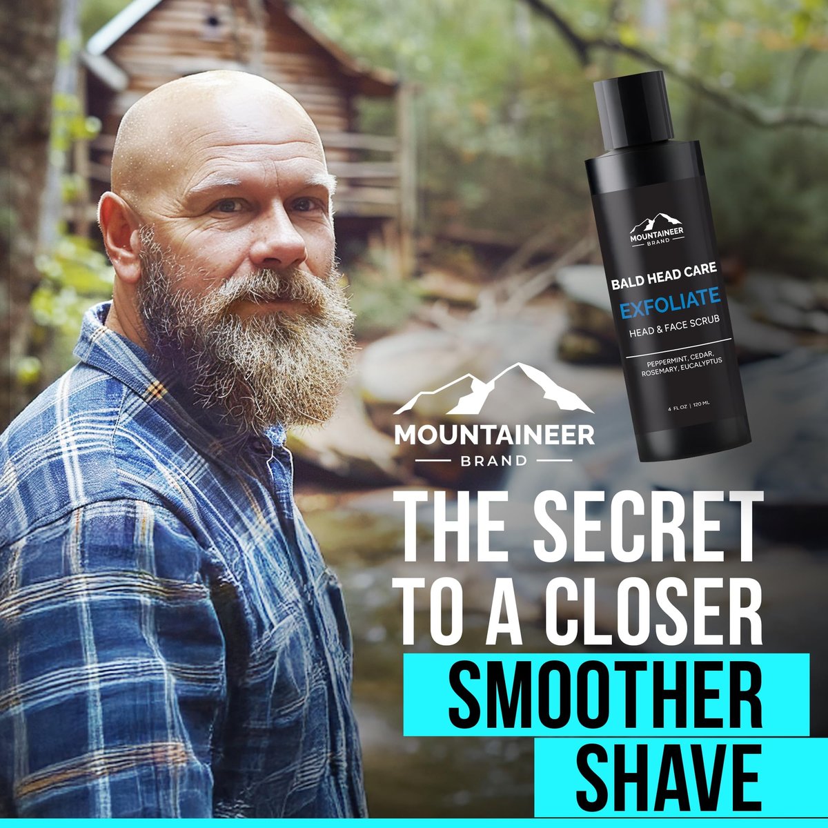 Mountaineer Brand Bald Head Exfoliator & Shampoo – Fresh Natural Scent, Exfoliating Scalp Scrub for Men, 4 oz Avelisse