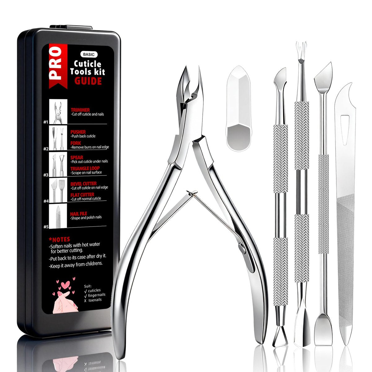 Cbiumpro 5-Pack Cuticle Trimmer Set – Professional Stainless Steel Manicure & Pedicure Tools Kit with Case - görsel 1