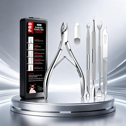 Cbiumpro 5-Pack Cuticle Trimmer Set – Professional Stainless Steel Manicure & Pedicure Tools Kit with Case