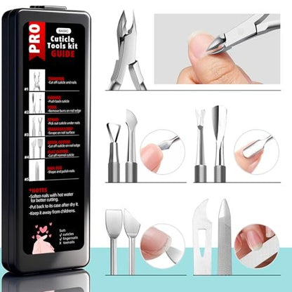 Cbiumpro 5-Pack Cuticle Trimmer Set – Professional Stainless Steel Manicure & Pedicure Tools Kit with Case