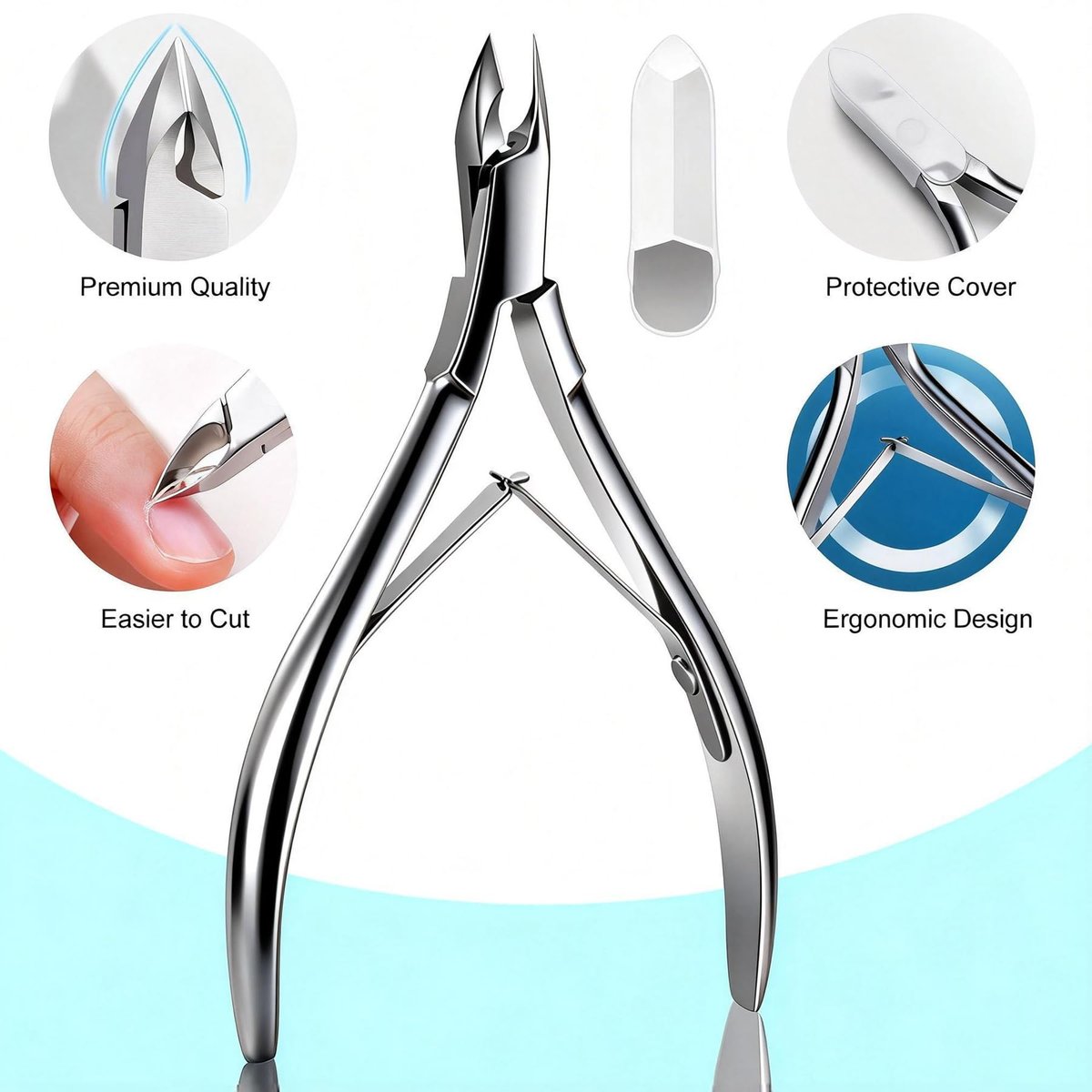 Cbiumpro 5-Pack Cuticle Trimmer Set – Professional Stainless Steel Manicure & Pedicure Tools Kit with Case - görsel 9