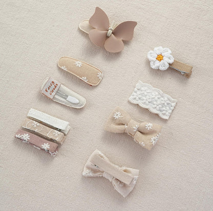 13 Pcs Hair Clips for Girls with Bows, Butterfly, Flower - Fully Lined Alligator Clips & Barrettes, Handmade Hair Accessories for Baby, Toddler, Young Kids, School Age Girls Gifts
