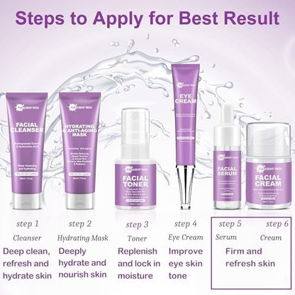 Anti-Aging Skincare Set - 6 Piece Korean Retinol Routine for Women & Teens Avelisse