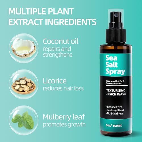 Berlaney Sea Salt Spray for Hair - Texture & Volume, Alcohol Free, Coconut Scent, Matte Finish, 5 fl oz - görsel 5