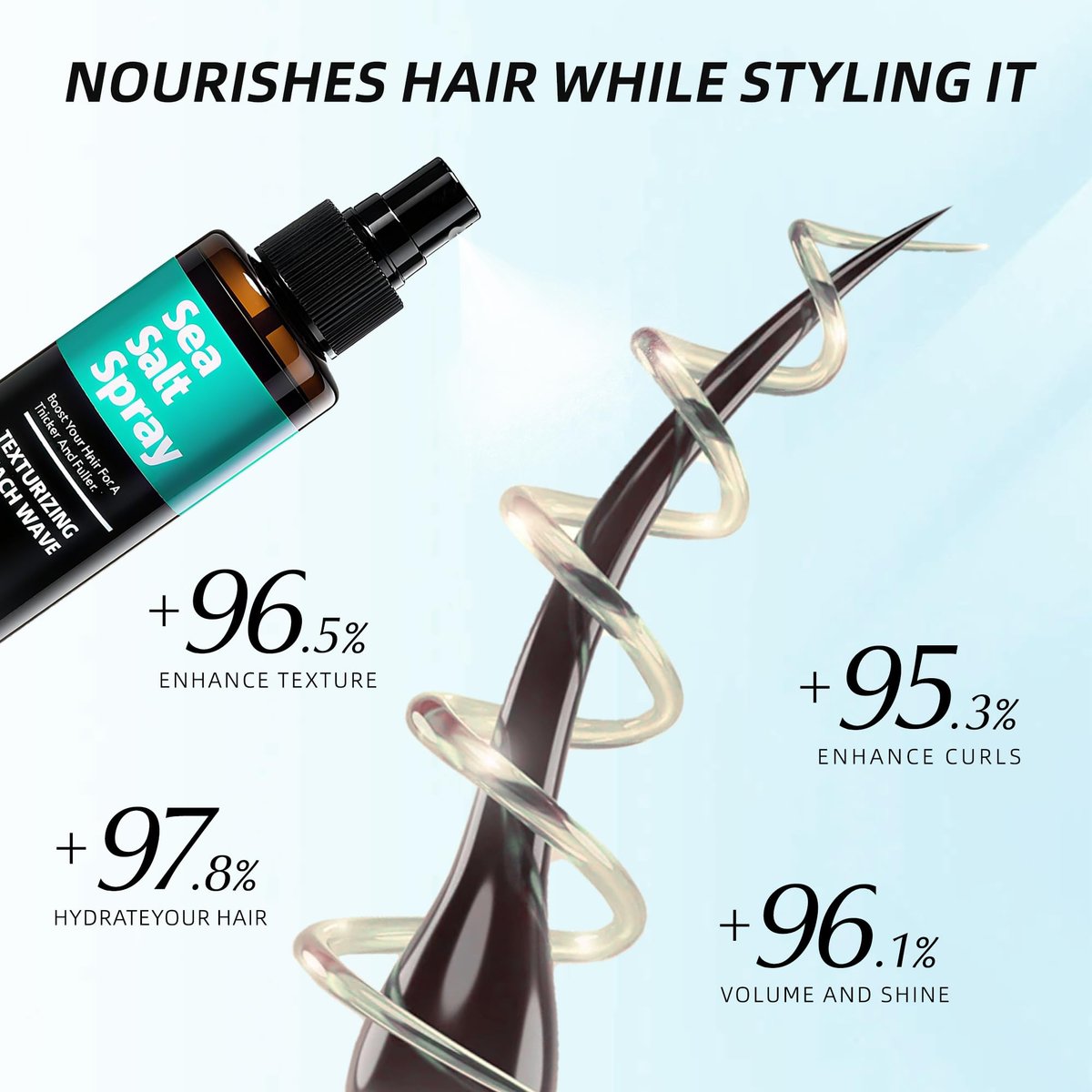 Berlaney Sea Salt Spray for Hair - Texture & Volume, Alcohol Free, Coconut Scent, Matte Finish, 5 fl oz - görsel 10