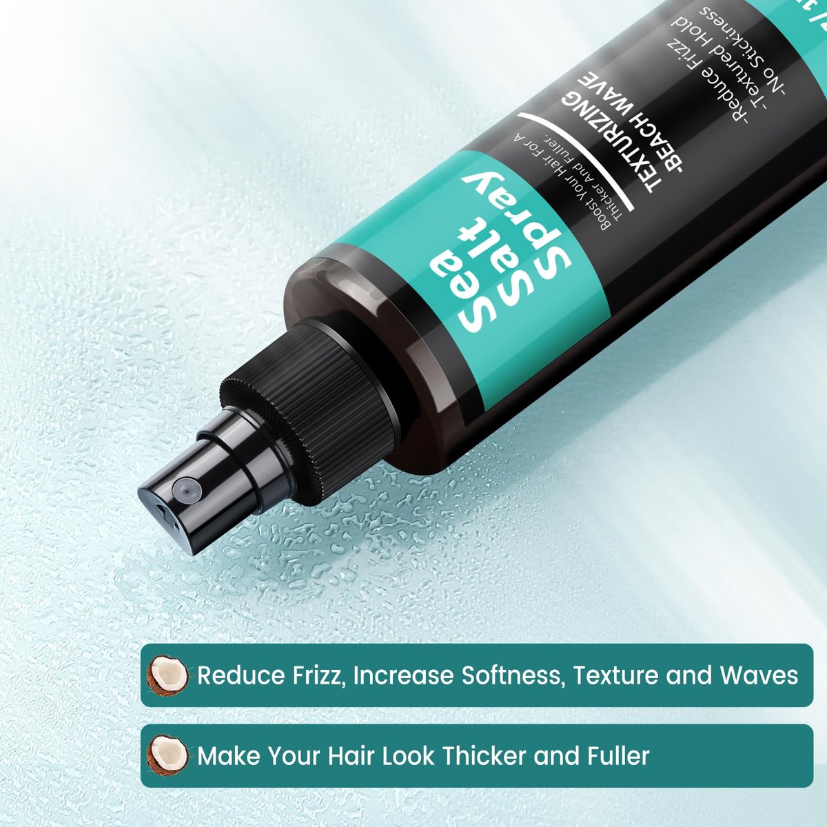 Berlaney Sea Salt Spray for Hair - Texture & Volume, Alcohol Free, Coconut Scent, Matte Finish, 5 fl oz - görsel 4