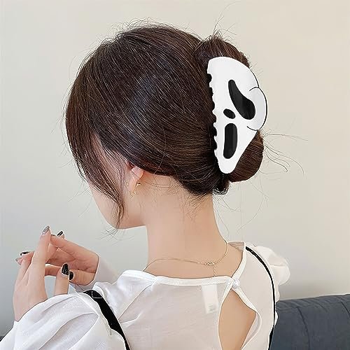 AUOCATTAIL Halloween Hair Claw Clip 2-Pack – Big Ghost Face Hairpin, Funny Ponytail Clip, Scream Grimaces Scary Styling Shark Hair Accessories - görsel 4