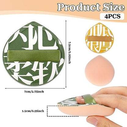 4 Pcs Korean Makeup Sponge Puff - Soft Teardrop Setting Powder Puff for Foundation, Concealer, Liquid, Cream & Powder - Large Size, Pink