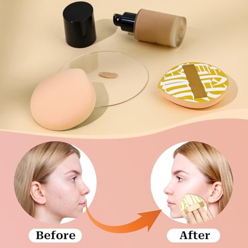 4 Pcs Korean Makeup Sponge Puff - Soft Teardrop Setting Powder Puff for Foundation, Concealer, Liquid, Cream & Powder - Large Size, Pink - görsel 8