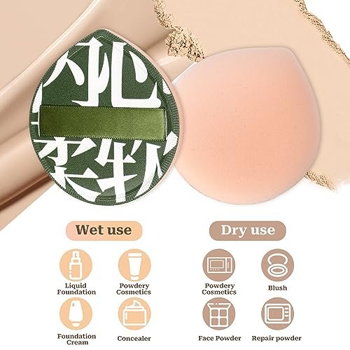 4 Pcs Korean Makeup Sponge Puff - Soft Teardrop Setting Powder Puff for Foundation, Concealer, Liquid, Cream & Powder - Large Size, Pink - görsel 12