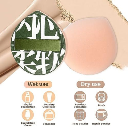 4 Pcs Korean Makeup Sponge Puff - Soft Teardrop Setting Powder Puff for Foundation, Concealer, Liquid, Cream & Powder - Large Size, Pink
