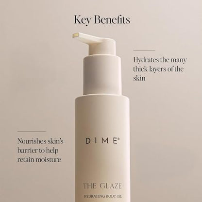 DIME Beauty Glaze Body Oil – Fast-Absorbing Non-Greasy Dry Oil with Argan, Jojoba & Rosehip – Hydrating Body Glow – Vegan & Cruelty-Free – 4 oz / 120 ml Avelisse