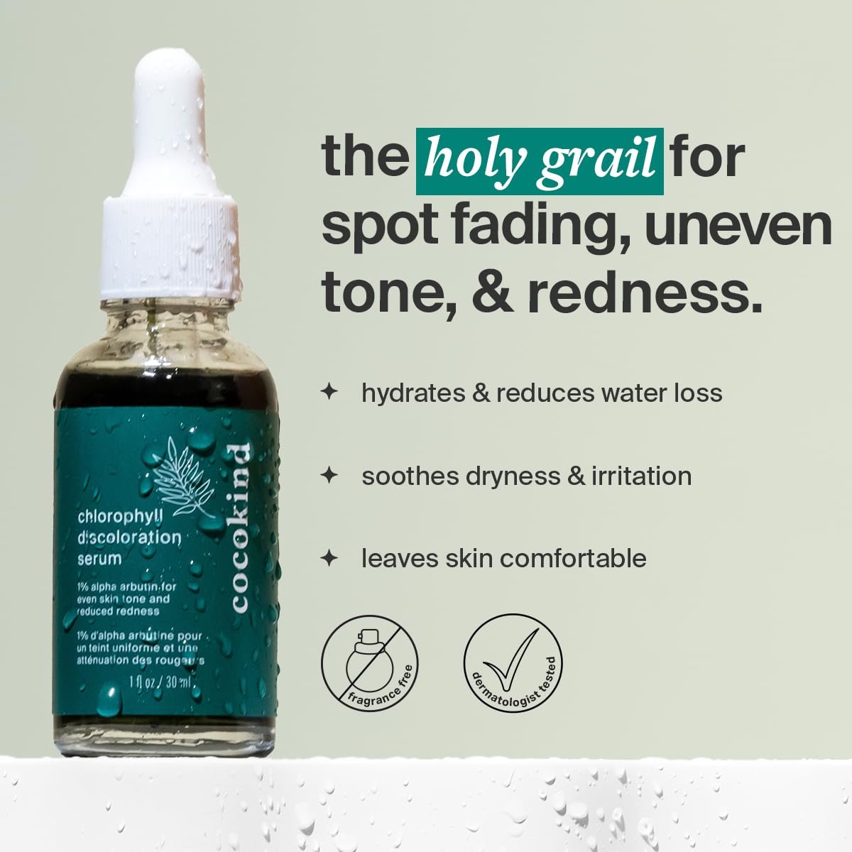 Cocokind Chlorophyll Discoloration Serum - Sensitive Skin Friendly Spot Fading Serum for Uneven Tone & Redness, 1 fl oz Avelisse
