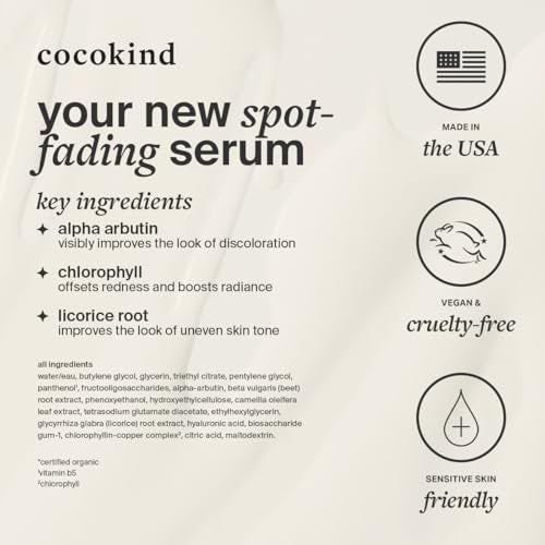 Cocokind Chlorophyll Discoloration Serum - Sensitive Skin Friendly Spot Fading Serum for Uneven Tone & Redness, 1 fl oz Avelisse