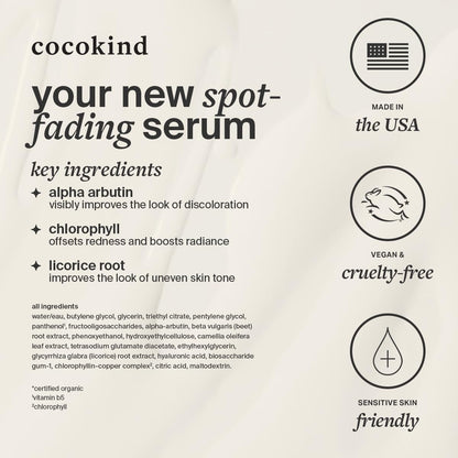 Cocokind Chlorophyll Discoloration Serum - Sensitive Skin Friendly Spot Fading Serum for Uneven Tone & Redness, 1 fl oz Avelisse