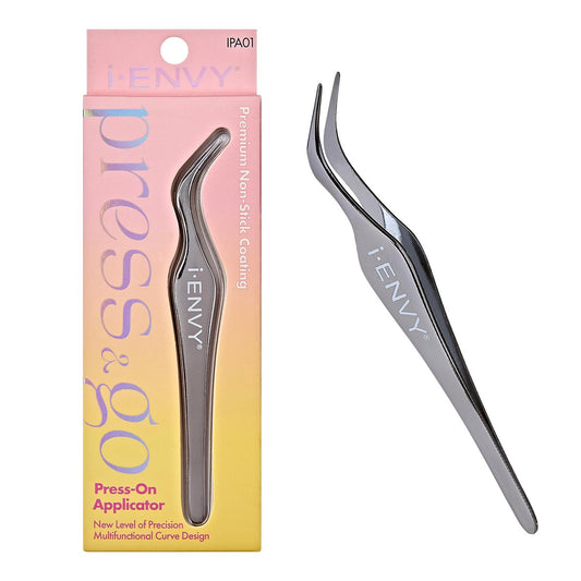 i-ENVY Press&Go Lash Applicator Tool - Nonstick Cluster Eyelash Tweezers for Quick & Easy False Lash Application, Lightweight Curved Angled Tip & Comfort Grip for Precise DIY Extension