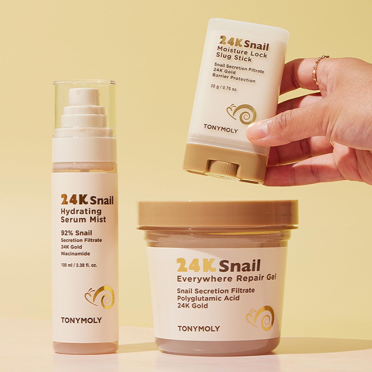 TONYMOLY 24K Snail Moisture Facial Stick 20g – Hydrating Multi Balm with Snail Mucin & 24K Gold for Glowing Skin, Anti-Aging Skincare, Moisture Barrier Protection, Korean Skincare Avelisse
