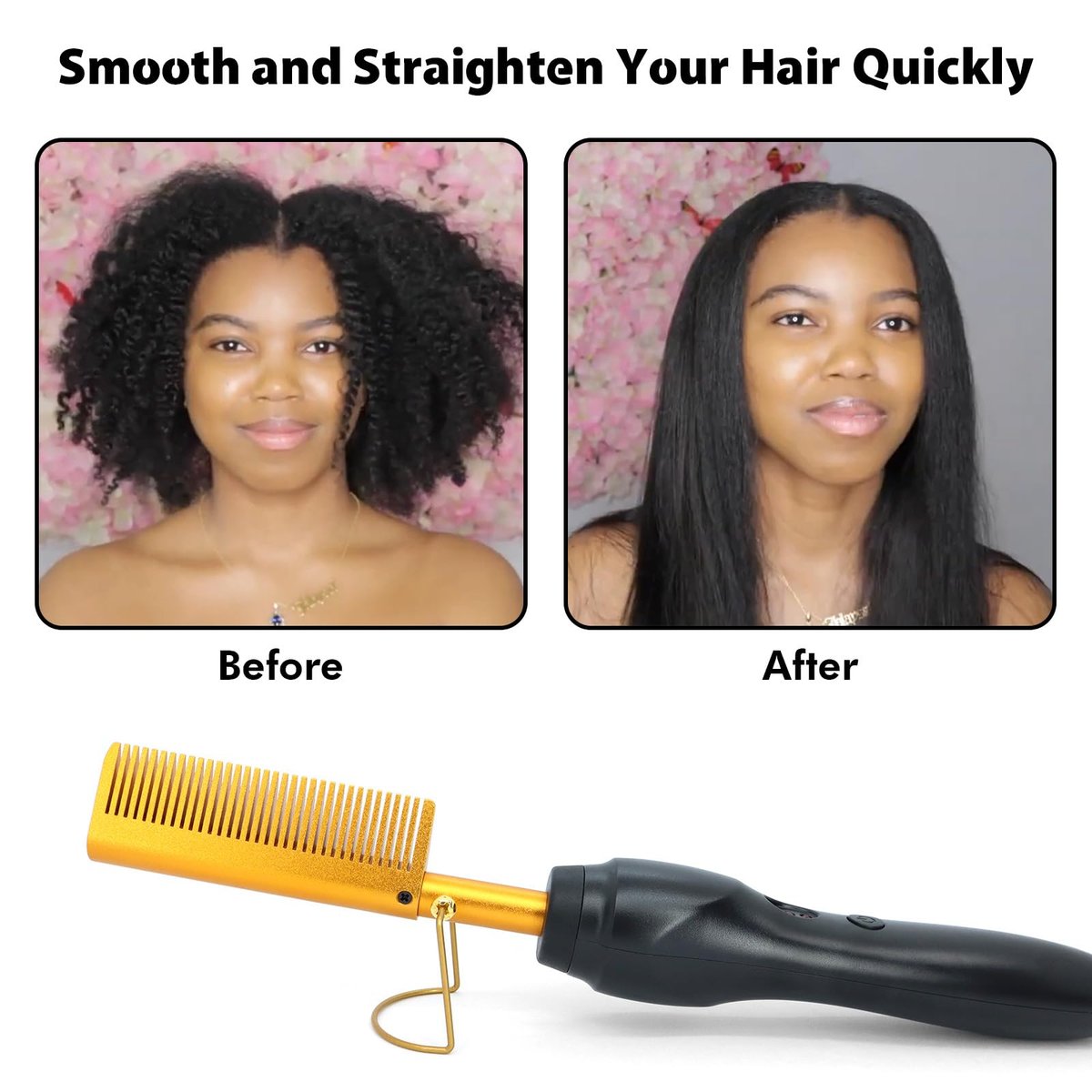 Dolahair Electric Hot Comb for Wigs & Lace Front Wigs - 10-Piece Set with Flat Iron Comb, Lace Melting Band & Wig Installation Kit Avelisse