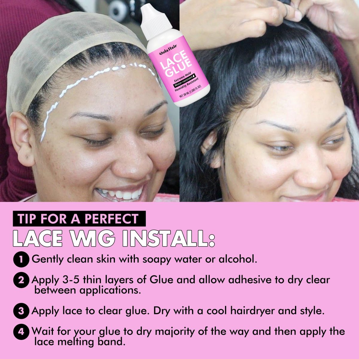 Dolahair Electric Hot Comb for Wigs & Lace Front Wigs - 10-Piece Set with Flat Iron Comb, Lace Melting Band & Wig Installation Kit Avelisse