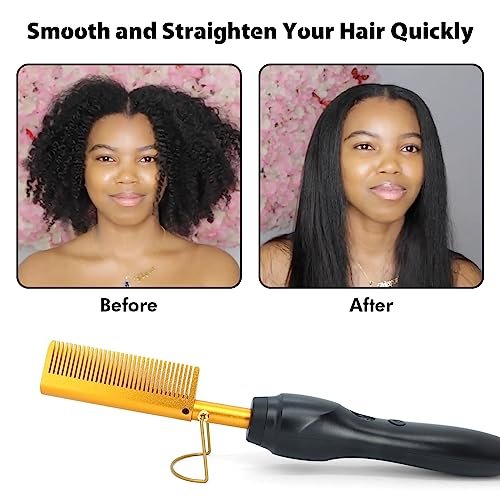 Dolahair Electric Hot Comb for Wigs & Lace Front Wigs - 10-Piece Set with Flat Iron Comb, Lace Melting Band & Wig Installation Kit Avelisse