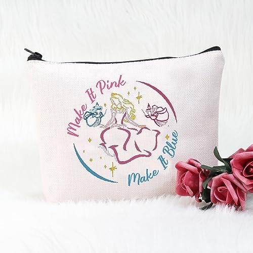 POFULL Fairy Tale Inspired Make It Pink Make It Blue Cosmetic Bag - Sleeping Princess Gift (Make It Pink Bag) - görsel 12