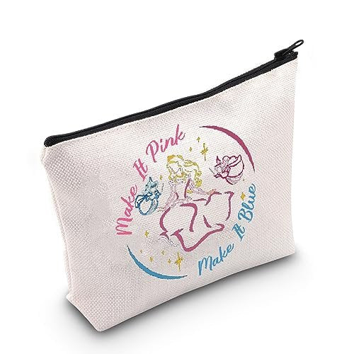 POFULL Fairy Tale Inspired Make It Pink Make It Blue Cosmetic Bag - Sleeping Princess Gift (Make It Pink Bag) - görsel 2