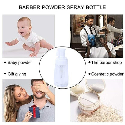 Refillable Barber Powder Bottle Spray – Empty Talc Applicator for Salon & Home Use, 4.7 oz White